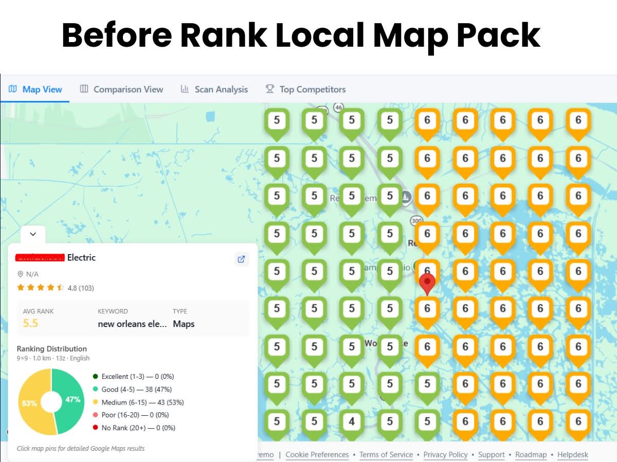 Before local map-pack report